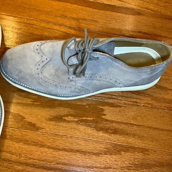 Cole Haan Grand OS Men's Gray Suede Wingtip Oxford Lace-Up Sneakers Size 10 - Picture 2 of 9